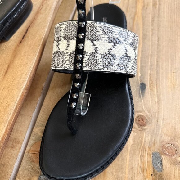 Donald Pliner Snake Leather Sandals Rhinestones 7.5 Jeweled - Picture 8 of 9